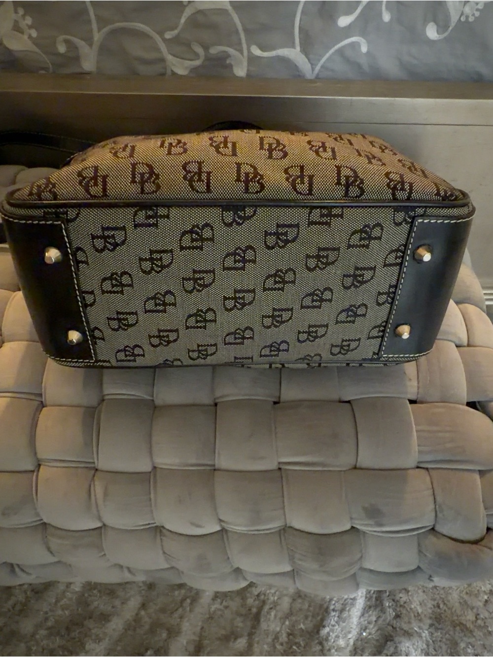 Dooney & Bourke Black & Gray Signature Logo Satchel - Picture 3 of 10